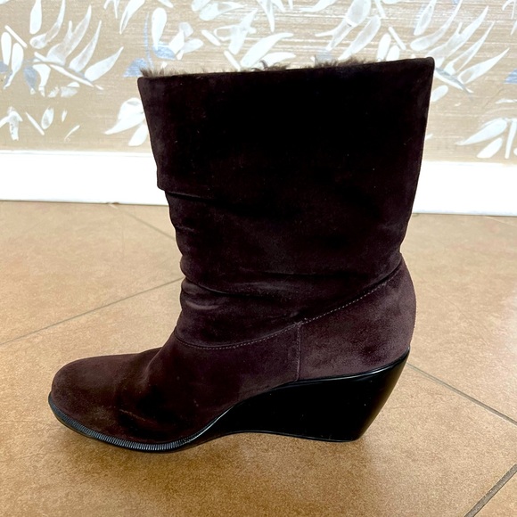 Calvin Klein cruelty-free waterproof wedge boots in size 8.5 in Brown - Picture 6 of 10